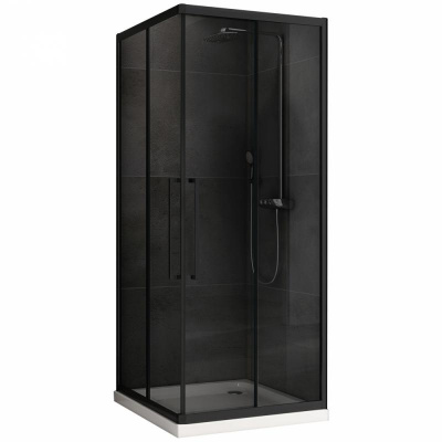 Душевой уголок ABBER Schwarzer Diamant AG02080BDTH 80х80 квадрат, профиль черный, тонированное стекло фото в интернет-магазине Русалия