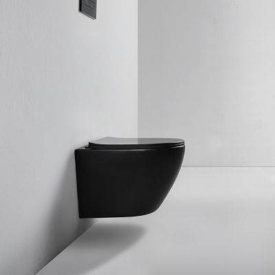 BOND F01-108 Унитаз подвесной безободковый черный с сиденьем с микролифтом фото в интернет-магазине Русалия