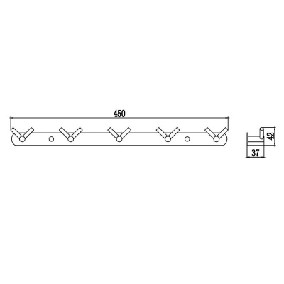 Планка с крючками Savol S-007225, хром фото в интернет-магазине Русалия