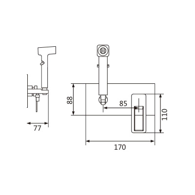 Гигиенический душ со смесителем Shevanik S6805T, оружейная сталь фото в интернет-магазине Русалия