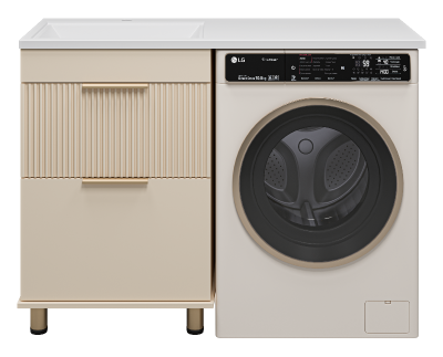 Тумба Enfida 60 под стиральную машину (бежевая) с раковиной Эстет Даллас 120 левая Brevita фото в интернет-магазине Русалия