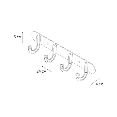 Планка с четырьмя крючками FIXSEN EQUIPMENT FX-1714, хром фото в интернет-магазине Русалия