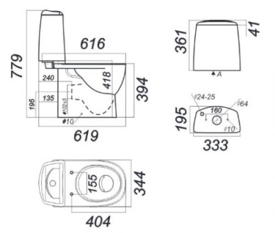 Унитаз-компакт Best Exclusive с сиденьем термопласт WC.CC/Best/2-P/WHT.G/S1 SANITA LUXE фото в интернет-магазине Русалия