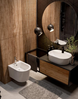 AQM2101 Биде подвесное с отв под смеситель, с переливом 515x360x345мм AQUAme фото в интернет-магазине Русалия