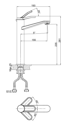 Смеситель для раковины высокий DK Venice Rialto (DA1062041) фото в интернет-магазине Русалия