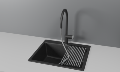 Смеситель для кухни GRANULA с выдвижным изливом (8172, ШВАРЦ) фото в интернет-магазине Русалия