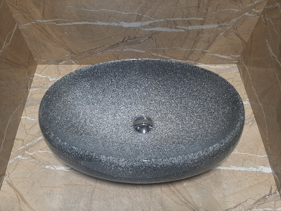 Раковина накладная овальная под серый камень MNC 170 CeramaLux фото в интернет-магазине Русалия