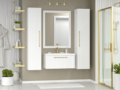 Тумба Alicante 80 подвесная (белая) с раковиной Днепрокерамика Этна 80 Brevita фото в интернет-магазине Русалия