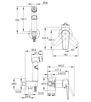 Гигиенический комплект Moduo A64105 Cersanit фото в интернет-магазине Русалия