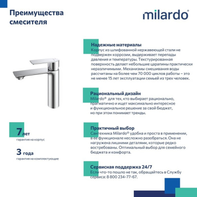 Смеситель для умывальника Milardo Maze сатин (MAZBN00M01) фото в интернет-магазине Русалия