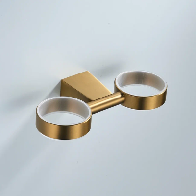 Стакан для ванной комнаты двойной Shevanik SG5722G, золотой сатин фото в интернет-магазине Русалия