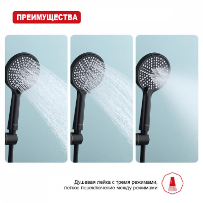 Лейка для душа Raglo R450.50.06, черный фото в интернет-магазине Русалия