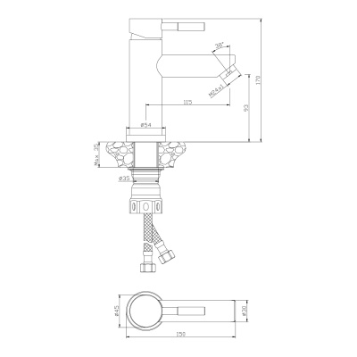 Смеситель OLIVE'S для раковины нержавеющая сталь черный BALEAR (13100BLB) фото в интернет-магазине Русалия