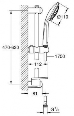 Душевой гарнитур с полочкой Euphoria Champagne 600 27232001 Grohe фото в интернет-магазине Русалия
