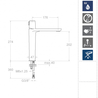 Смеситель высокий однорычажный для раковины чаши TZAR 341001 (L) Ramon Soler фото в интернет-магазине Русалия