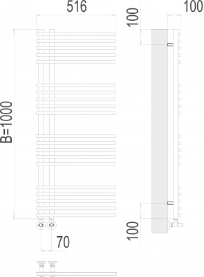 Водяной полотенцесушитель Астра П20 70х1000 4670078530493 Terminus фото в интернет-магазине Русалия