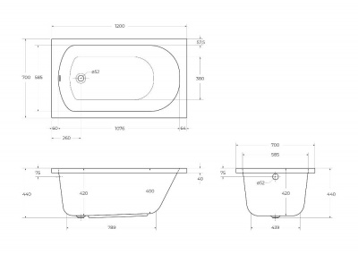 Акриловая ванна CEZARES ECO-120-70-40-W37 фото в интернет-магазине Русалия