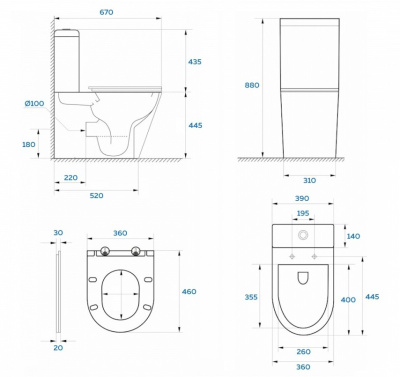 Унитаз-компакт безободковый с сиденьем микролифт Soldo SH0203 SHRUDERS фото в интернет-магазине Русалия