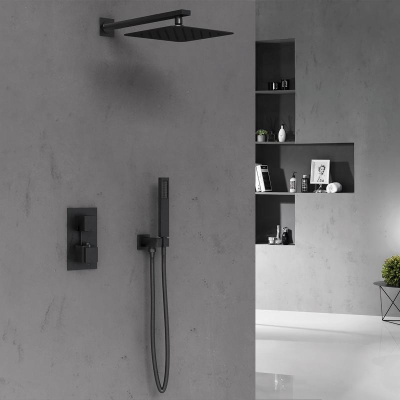 Душевой комплект VSFW-102TMB термостатический встраиваемый, двухрежимный, черный Vincea фото в интернет-магазине Русалия