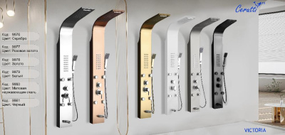 Панель VICTORIA W душевая из нержавеющей стали с форсунками Ceruttispa CT9979, цвет белый фото в интернет-магазине Русалия