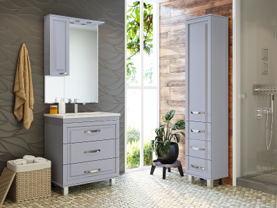 Тумба Терра 70 (серая) с раковиной Cersanit Como 70 Misty фото в интернет-магазине Русалия