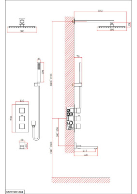 Душевая система D&K встраиваемая термостатическая с изливом Bayern.Liszt (DA2515601A04) фото в интернет-магазине Русалия