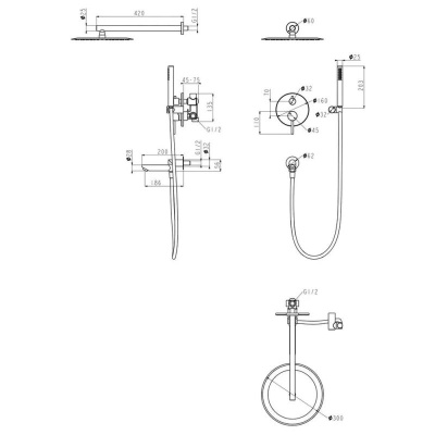 Душевая система встраиваемая Grocenberg GB5099GO-1, золото фото в интернет-магазине Русалия