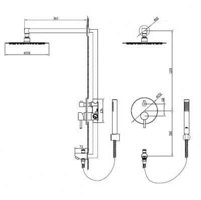 Душевая система встраиваемая SP-52 RGW фото в интернет-магазине Русалия