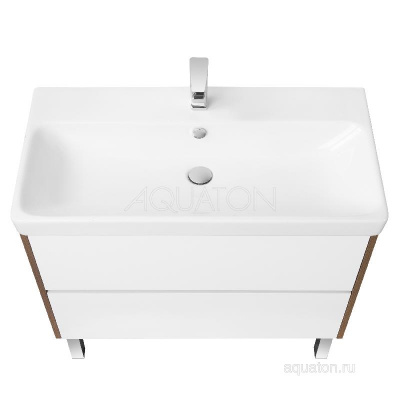Тумба под раковину AQUATON Сканди 90 белая, дуб рустикальный 1A251901SDZ90 фото в интернет-магазине Русалия