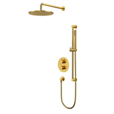 Термостатическая душевая система скрытого монтажа WHITECROSS Y YSET09GLB (брашированное золото) фото в интернет-магазине Русалия