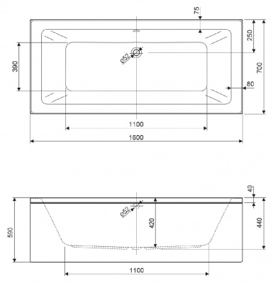 Акриловая ванна CEZARES PLANE MINI-160-70-42-W37 фото в интернет-магазине Русалия