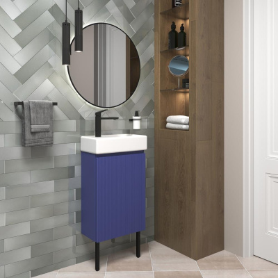 Тумба с раковиной WC Area 40 см матовый синий 221804006 Wellsee фото в интернет-магазине Русалия