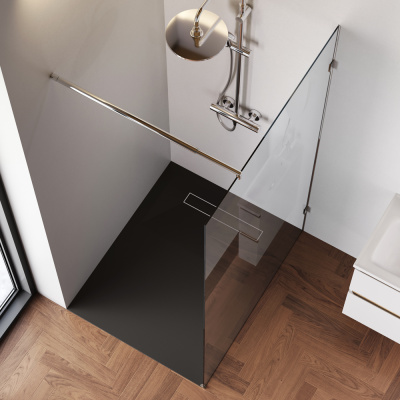 W94WI-110-F1-MTE Душевая перегородка X-Joy 110x195, стекло прозр. 6 мм + покрытие, фурнитура мат хро Am.Pm фото в интернет-магазине Русалия