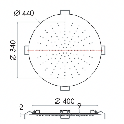 Верхний душ потолочный 44 см Remer 357EFM44DO, золото глянцевое фото в интернет-магазине Русалия