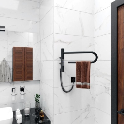 Полотенцесушитель электрический Vincea VTD-1P1BE 39x25, черный, таймер фото в интернет-магазине Русалия