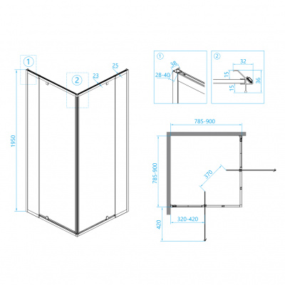 Душевой уголок RGW PA-38 80х80, стекло - прозрачное, профиль хром фото в интернет-магазине Русалия