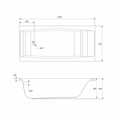 Ванна акриловая Virgo 170х75 WP-VIRGO*170 Cersanit фото в интернет-магазине Русалия