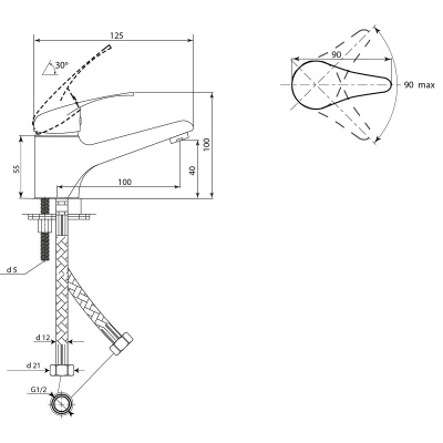 Смеситель Славен  для умывальника Прораб  П (СЛ-ОД-П10) фото в интернет-магазине Русалия