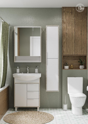 Зеркальный шкаф AQUATON Рико 65 белый, ясень фабрик 1A215202RIB90 фото в интернет-магазине Русалия