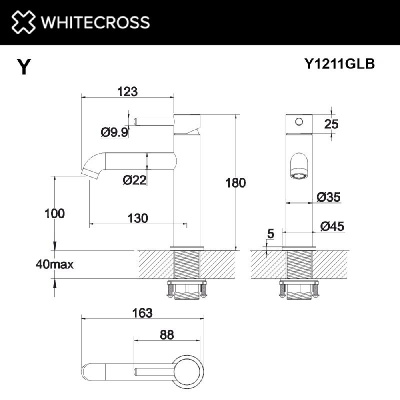 Смеситель для умывальника WHITECROSS Y Y1211GLB (брашированное золото) фото в интернет-магазине Русалия