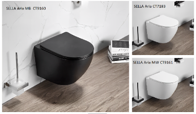 Унитаз SELLA Aria MW ТЕРМООБЖИГ (не плёнка) подвесной безободковый белый матовый Ceruttispa CT9161 (490х360х325) фото в интернет-магазине Русалия