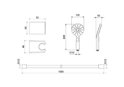 Душевой набор Select 120 3 jet AQUATEK AQ2033CR ОБЕРОН фото в интернет-магазине Русалия