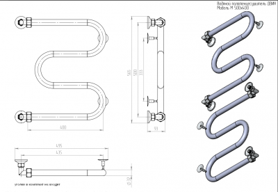 Полотенцесушитель ДВИН M 50/40 без полки Водяной ¾" К0 Полированный 4627085938637 фото в интернет-магазине Русалия