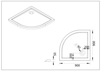 Поддон для душа акриловый VST-5AQ-9090, 900*900*50 Vincea фото в интернет-магазине Русалия
