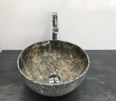 Раковина накладная круглая под черно-бежевый камень MNC 486 CeramaLux фото в интернет-магазине Русалия