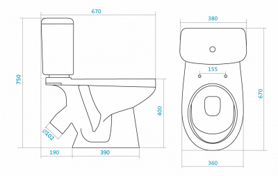 Унитаз - компакт с сиденьем дюропласт Бореаль 1WH302142 Сантек фото в интернет-магазине Русалия