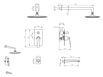 Смеситель встроенный с изливом VENTURO ЧЕРНЫЙ+ХРОМ 374-B-2 фото в интернет-магазине Русалия