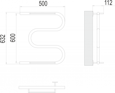 Водяной полотенцесушитель М-образный с/п (1") 600х500 4620768880391 Terminus фото в интернет-магазине Русалия