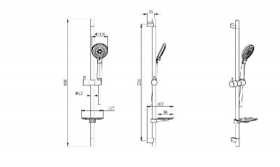 Душевой гарнитур 3jet 73см AQUATEK, матовый черный AQ2011MB фото в интернет-магазине Русалия