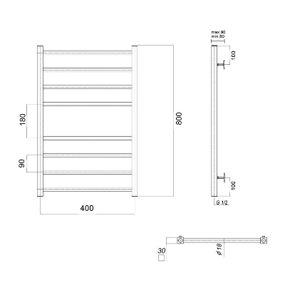 Водяной полотенцесушитель Куба П8 400х800, хром Domoterm фото в интернет-магазине Русалия